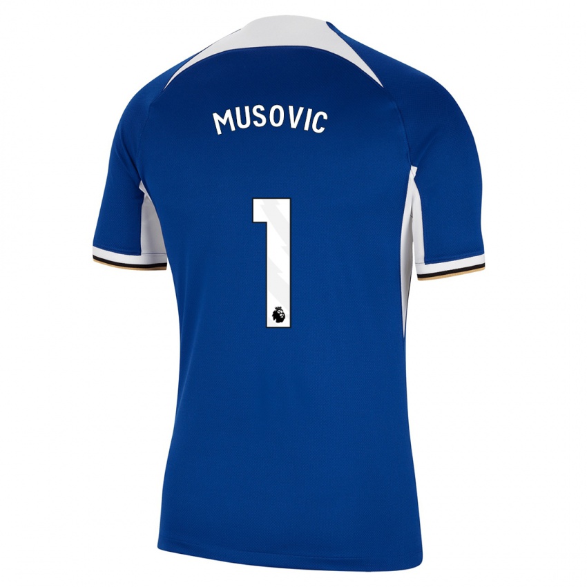 Mænd Zecira Musovic #1 Blå Hjemmebane Spillertrøjer 2023/24 Trøje T-Shirt