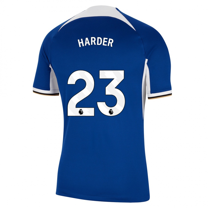 Mænd Pernille Harder #23 Blå Hjemmebane Spillertrøjer 2023/24 Trøje T-Shirt