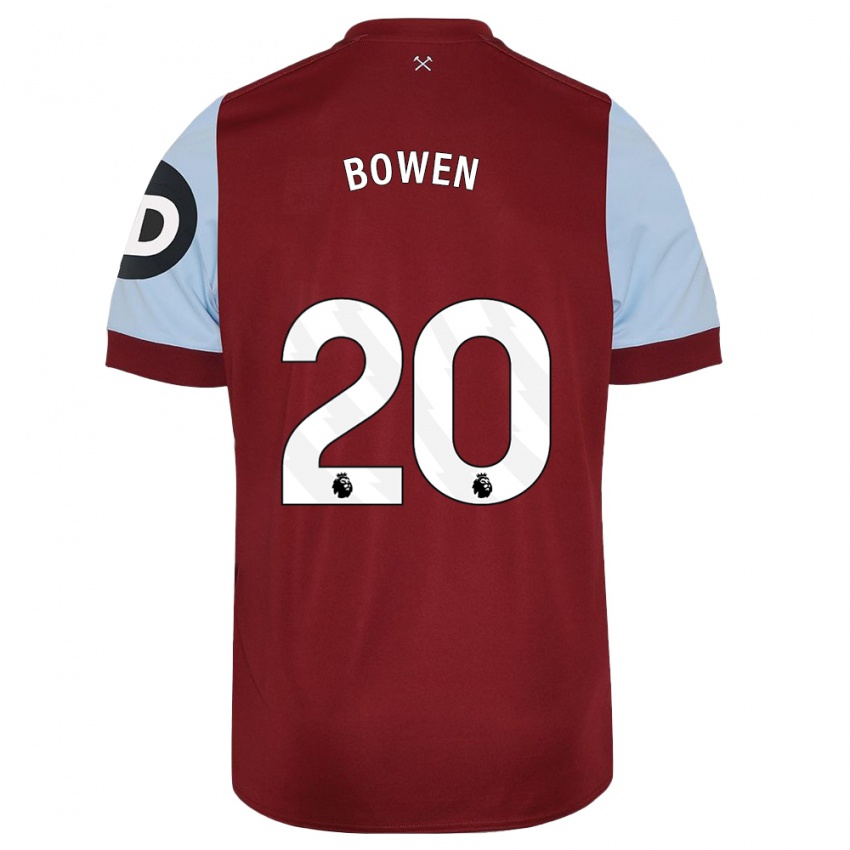 Mænd Jarrod Bowen #20 Rødbrun Hjemmebane Spillertrøjer 2023/24 Trøje T-Shirt