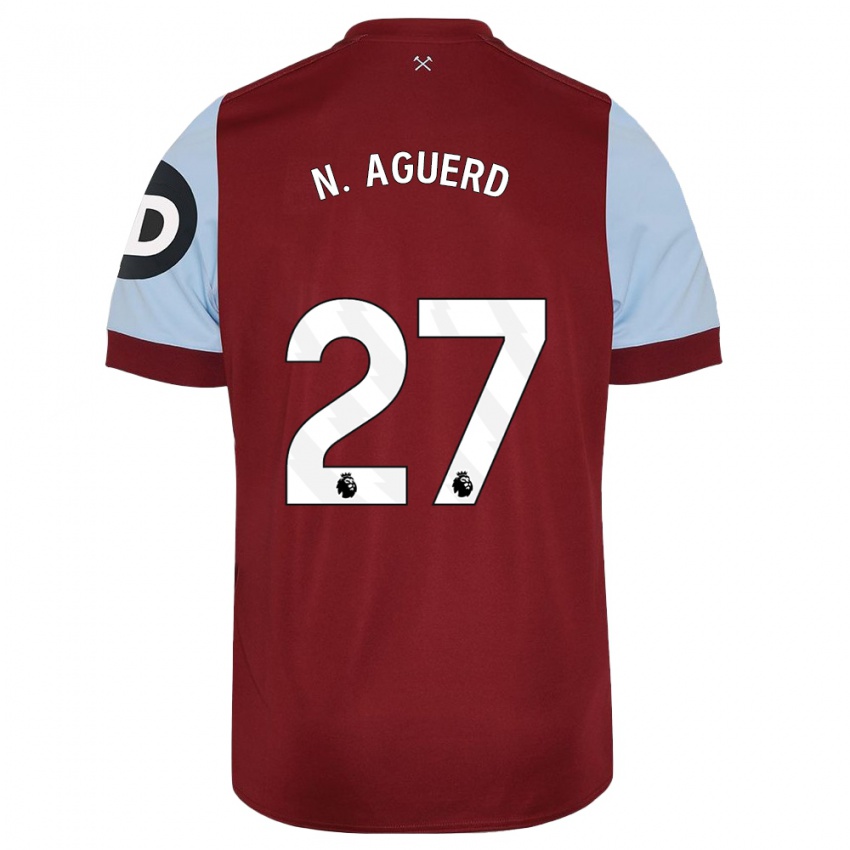 Mænd Nayef Aguerd #27 Rødbrun Hjemmebane Spillertrøjer 2023/24 Trøje T-Shirt