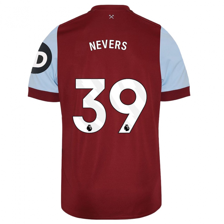 Mænd Thierry Nevers #39 Rødbrun Hjemmebane Spillertrøjer 2023/24 Trøje T-Shirt