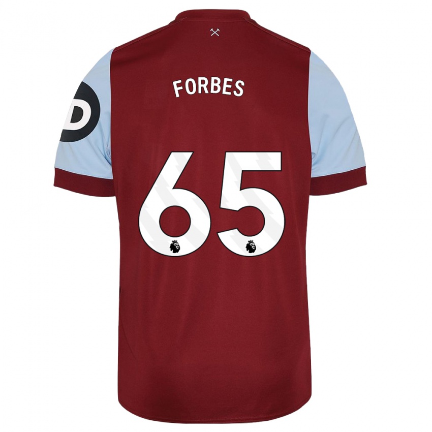 Mænd Michael Forbes #65 Rødbrun Hjemmebane Spillertrøjer 2023/24 Trøje T-Shirt