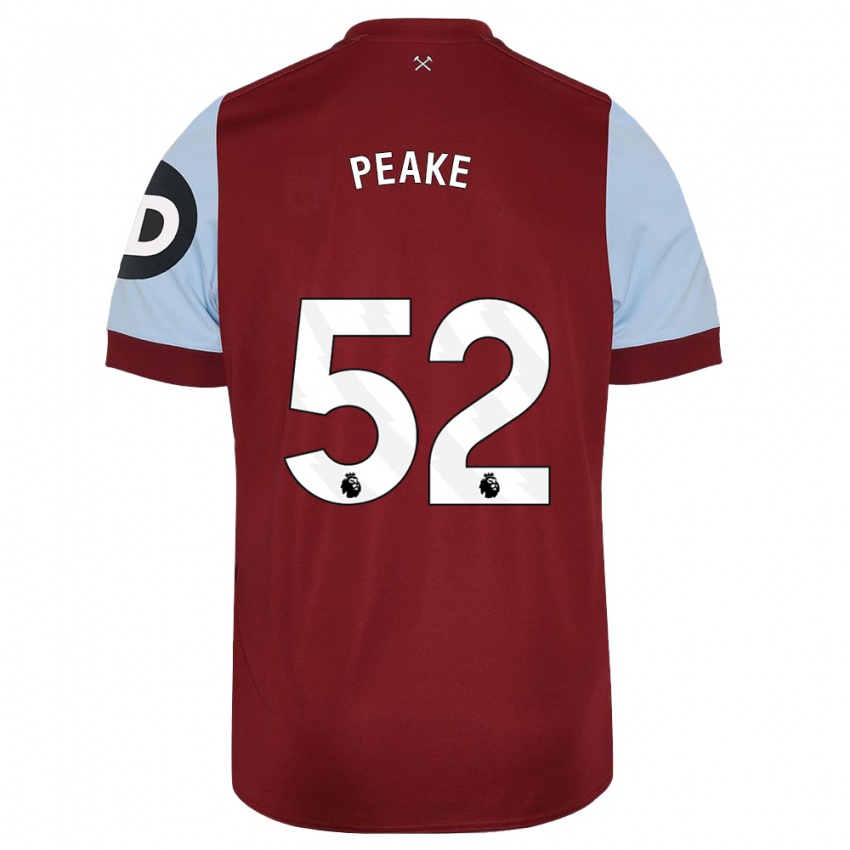 Mænd Lennon Peake #52 Rødbrun Hjemmebane Spillertrøjer 2023/24 Trøje T-Shirt