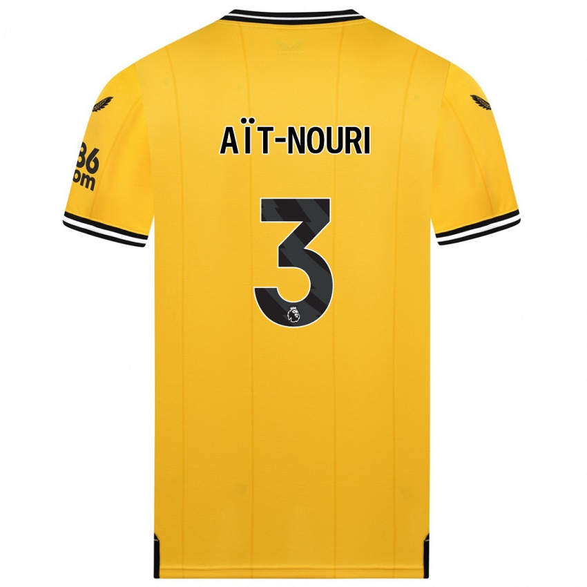 Mænd Rayan Ait-Nouri #3 Gul Hjemmebane Spillertrøjer 2023/24 Trøje T-Shirt