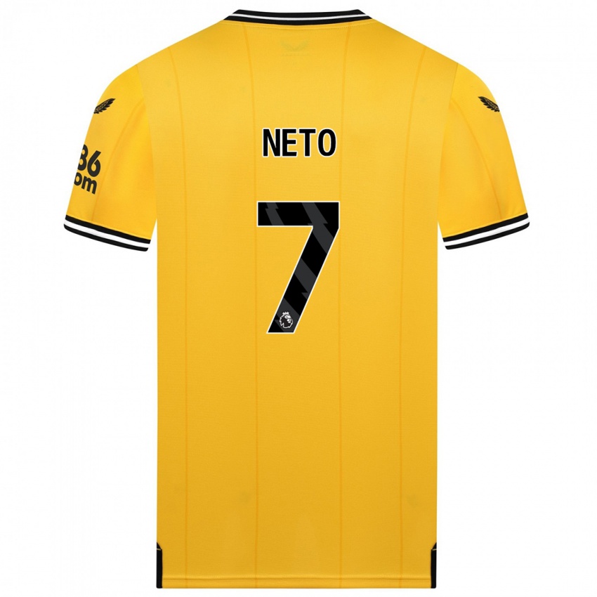 Mænd Pedro Neto #7 Gul Hjemmebane Spillertrøjer 2023/24 Trøje T-Shirt