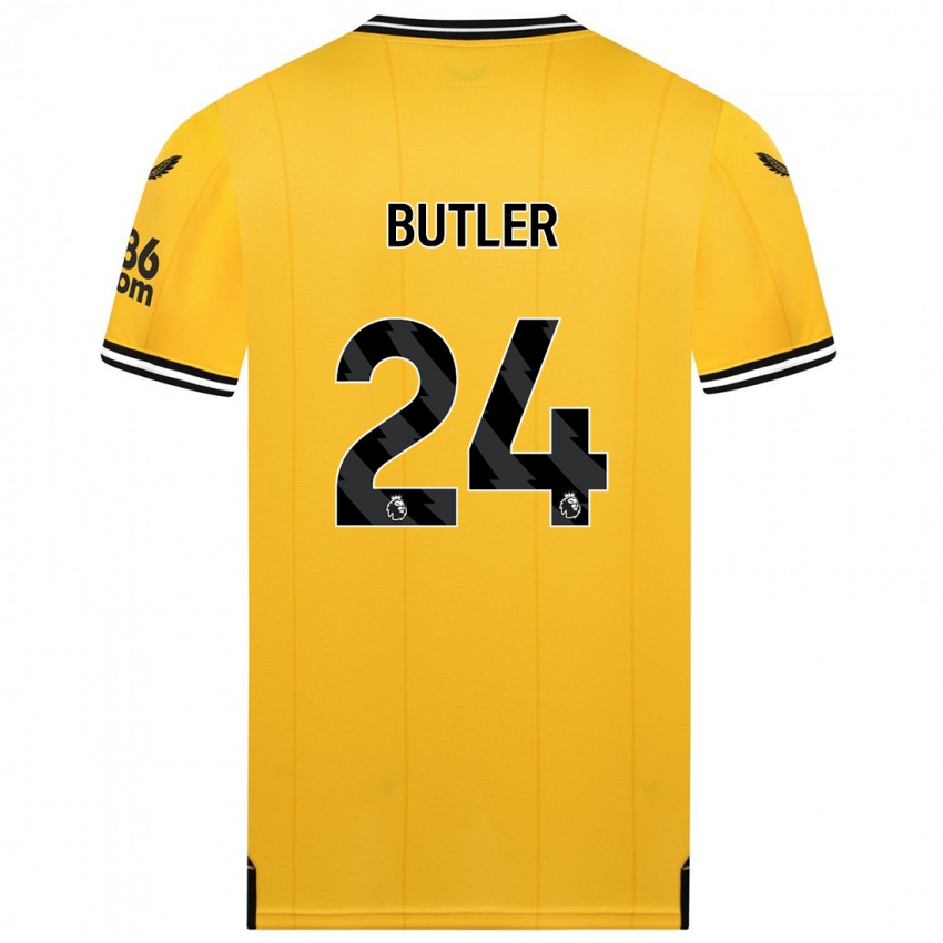 Mænd Elli Butler #24 Gul Hjemmebane Spillertrøjer 2023/24 Trøje T-Shirt