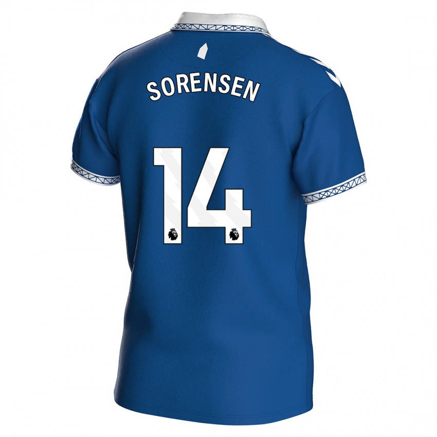 Mænd Nicoline Sorensen #14 Kongeblå Hjemmebane Spillertrøjer 2023/24 Trøje T-Shirt