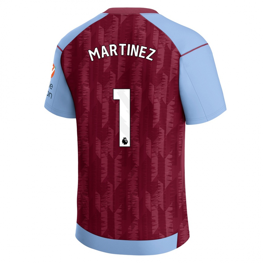 Mænd Emiliano Martinez #1 Klaret Blå Hjemmebane Spillertrøjer 2023/24 Trøje T-Shirt
