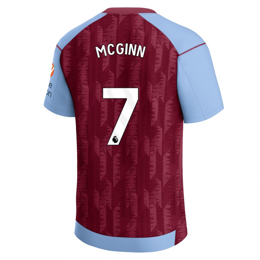 Mænd John Mcginn #7 Klaret Blå Hjemmebane Spillertrøjer 2023/24 Trøje T-Shirt