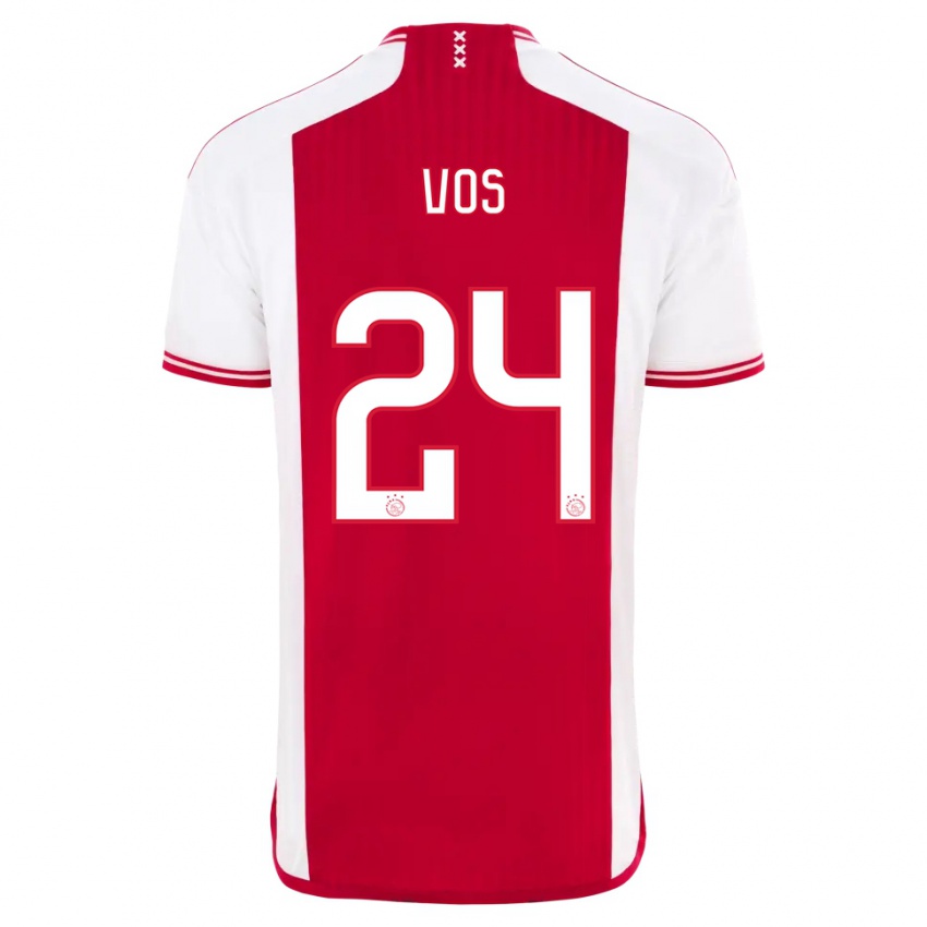 Mænd Silvano Vos #24 Rød Hvid Hjemmebane Spillertrøjer 2023/24 Trøje T-Shirt