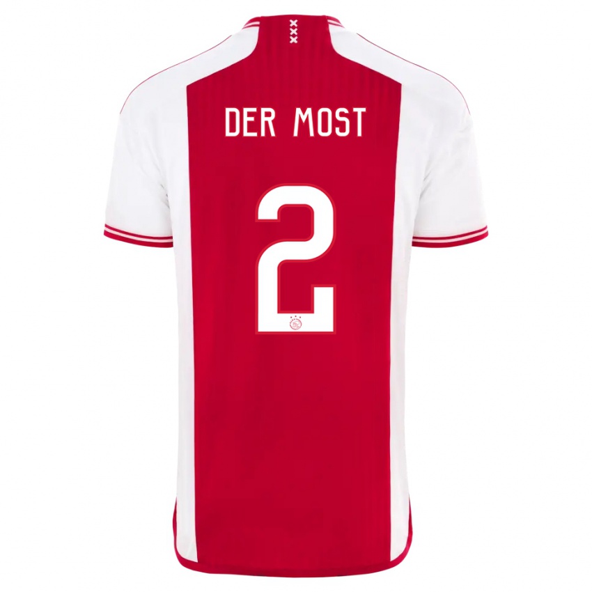 Mænd Liza Van Der Most #2 Rød Hvid Hjemmebane Spillertrøjer 2023/24 Trøje T-Shirt