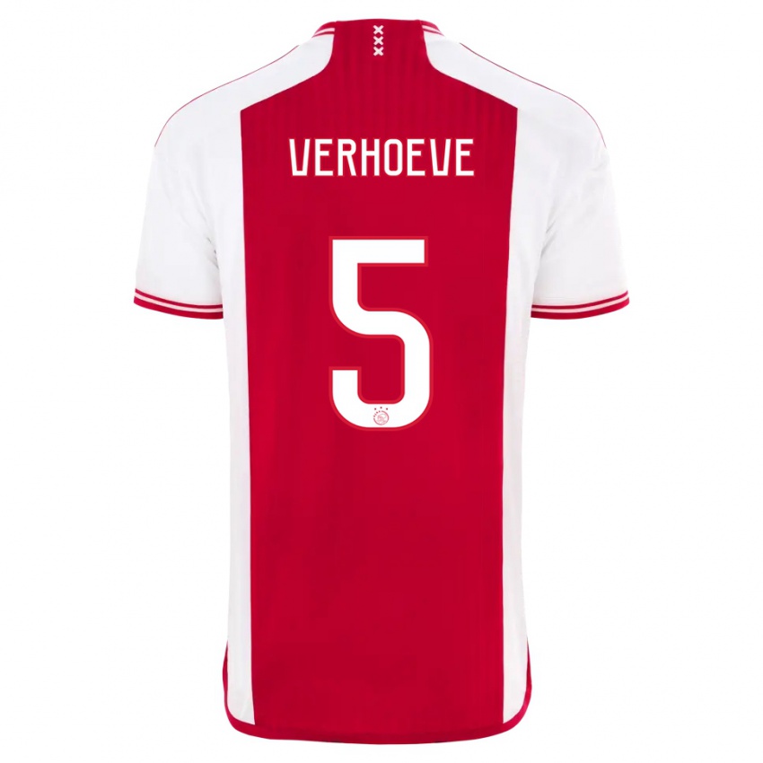 Mænd Soraya Verhoeve #5 Rød Hvid Hjemmebane Spillertrøjer 2023/24 Trøje T-Shirt