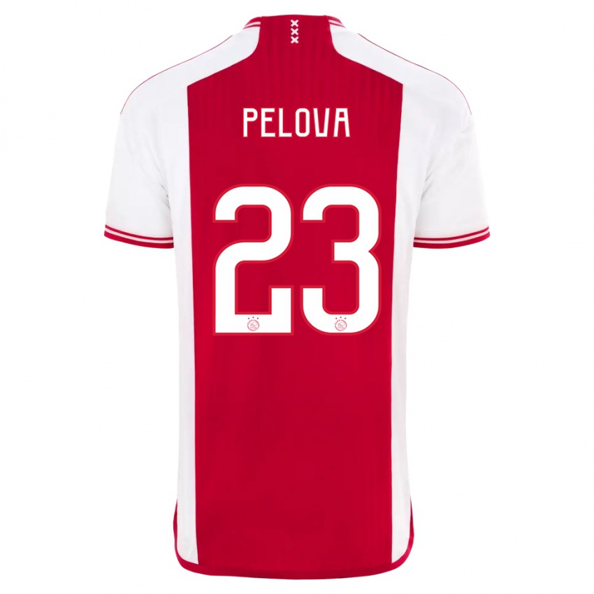 Mænd Victoria Pelova #23 Rød Hvid Hjemmebane Spillertrøjer 2023/24 Trøje T-Shirt