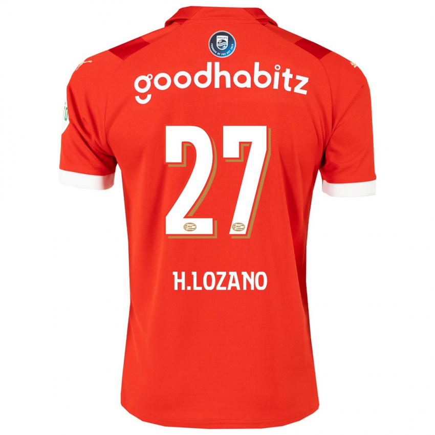 Mænd Hirving Lozano #27 Rød Hjemmebane Spillertrøjer 2023/24 Trøje T-Shirt
