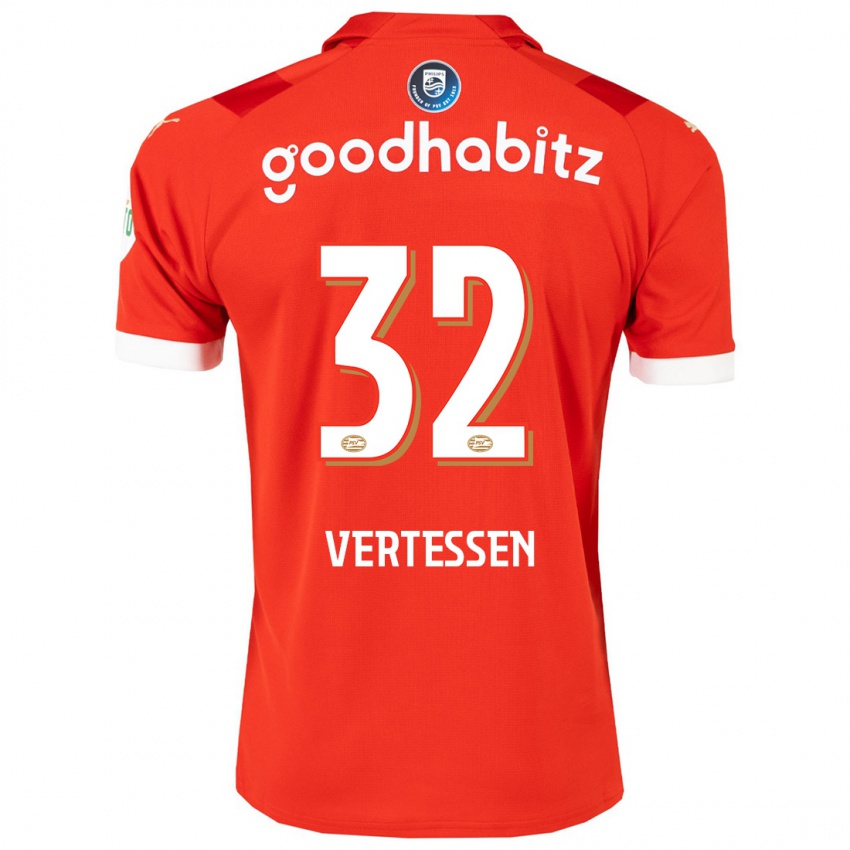 Mænd Yorbe Vertessen #32 Rød Hjemmebane Spillertrøjer 2023/24 Trøje T-Shirt