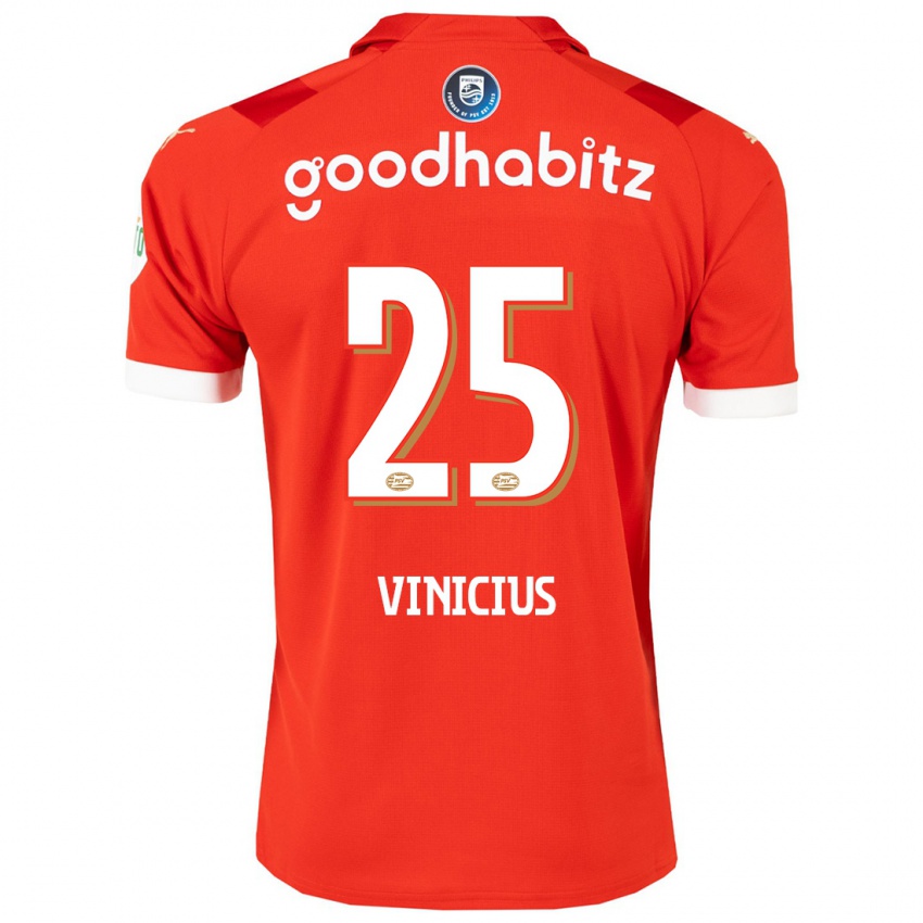Mænd Carlos Vinicius #25 Rød Hjemmebane Spillertrøjer 2023/24 Trøje T-Shirt