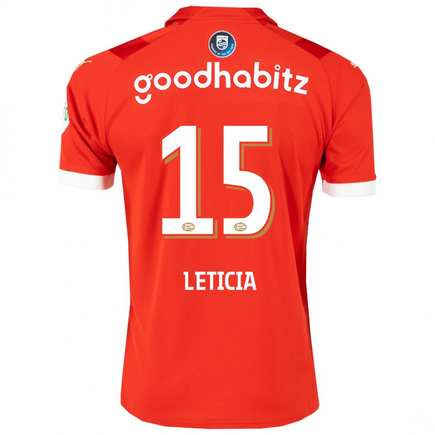 Mænd Brazil Bra Leticia #15 Rød Hjemmebane Spillertrøjer 2023/24 Trøje T-Shirt