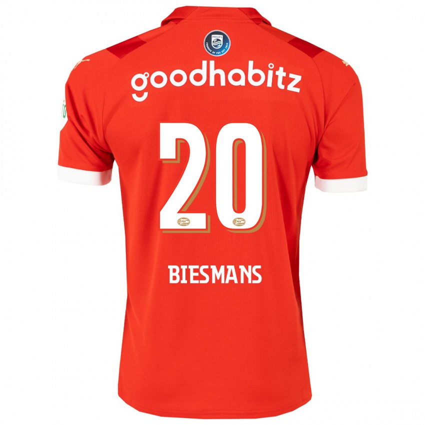 Mænd Julie Biesmans #20 Rød Hjemmebane Spillertrøjer 2023/24 Trøje T-Shirt