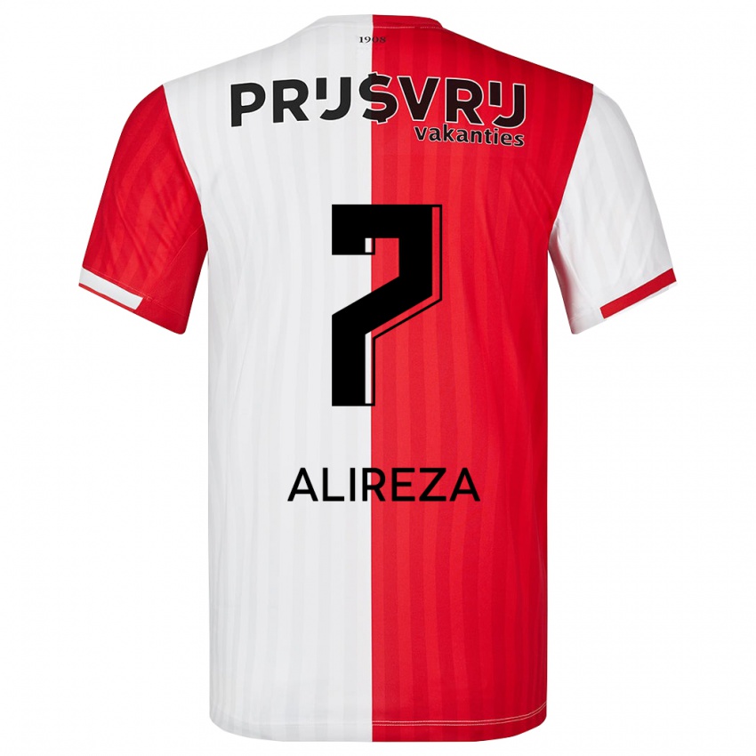 Mænd Alireza Jahanbakhsh #7 Rød Hvid Hjemmebane Spillertrøjer 2023/24 Trøje T-Shirt