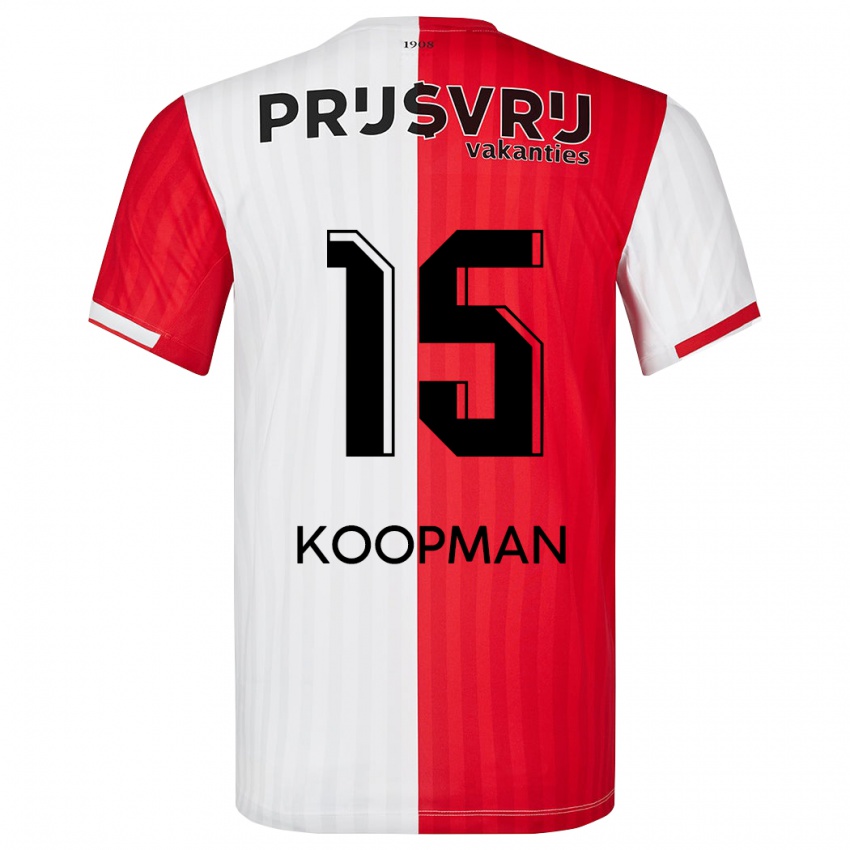 Mænd Sanne Koopman #15 Rød Hvid Hjemmebane Spillertrøjer 2023/24 Trøje T-Shirt