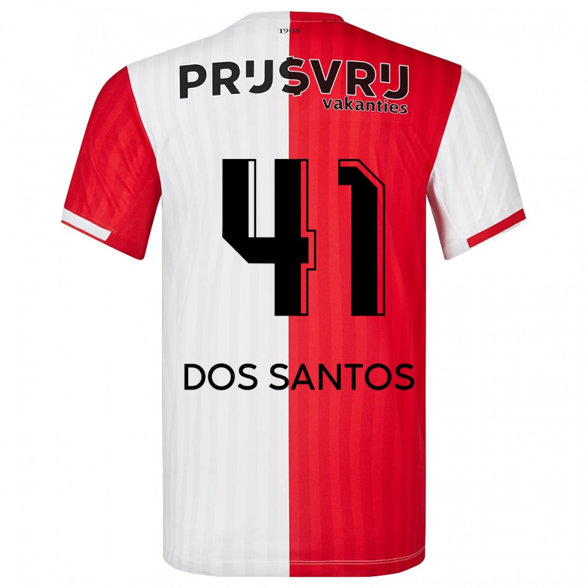 Mænd Giuliany Ben-David Dos Santos #41 Rød Hvid Hjemmebane Spillertrøjer 2023/24 Trøje T-Shirt