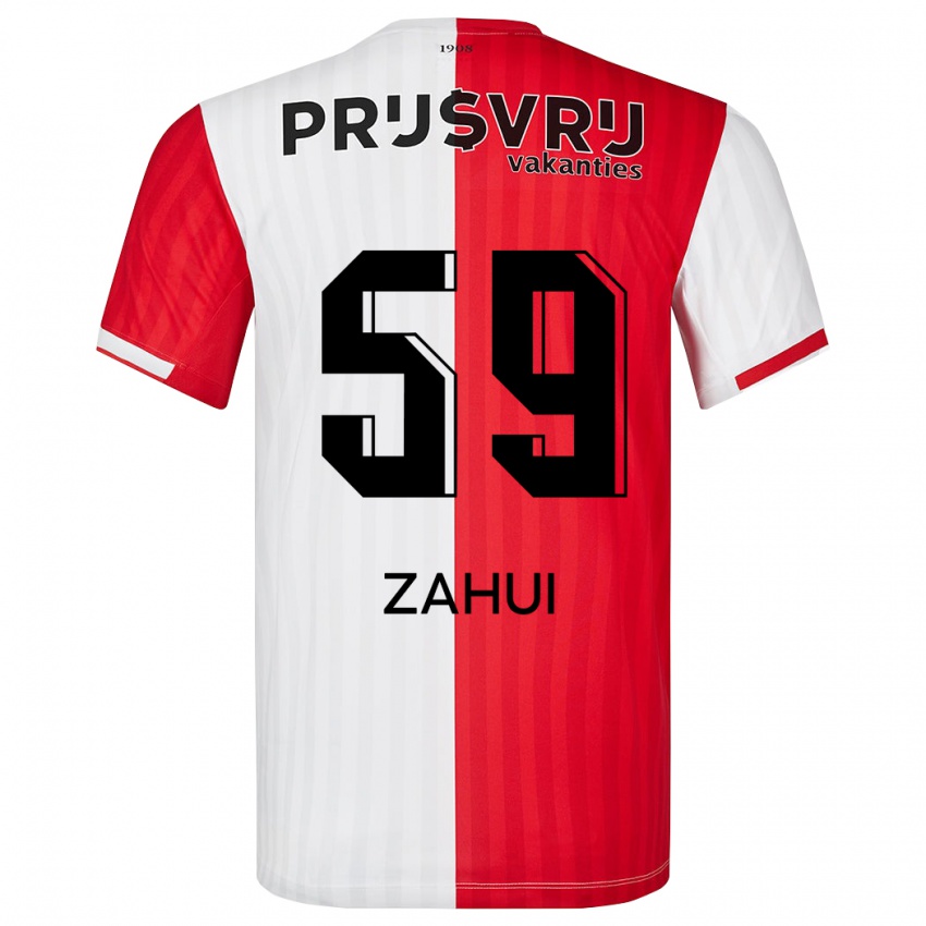 Mænd Nesta Zahui #59 Rød Hvid Hjemmebane Spillertrøjer 2023/24 Trøje T-Shirt