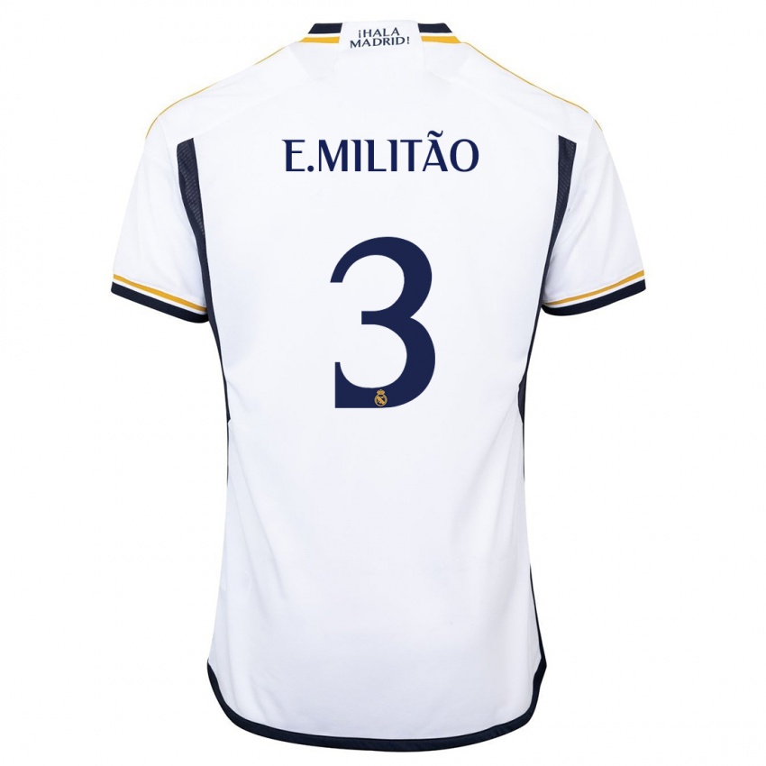 Mænd Eder Militao #3 Hvid Hjemmebane Spillertrøjer 2023/24 Trøje T-Shirt