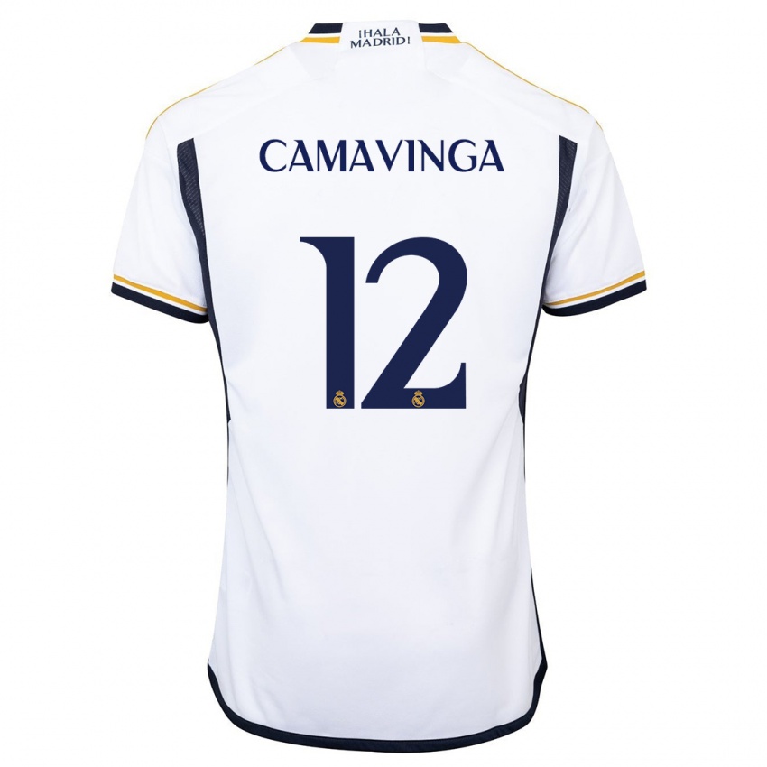 Mænd Eduardo Camavinga #12 Hvid Hjemmebane Spillertrøjer 2023/24 Trøje T-Shirt