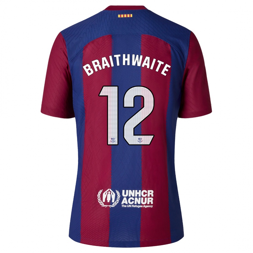 Mænd Martin Braithwaite #12 Rød Blå Hjemmebane Spillertrøjer 2023/24 Trøje T-Shirt