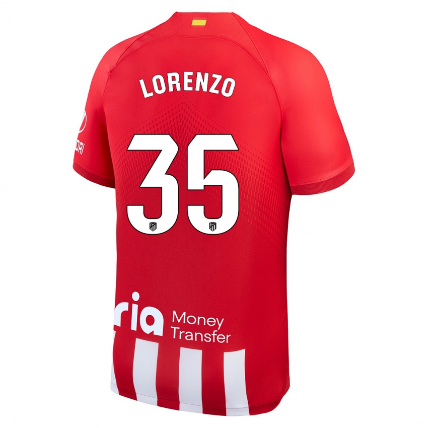 Mænd Diego Lorenzo #35 Rød Hvid Hjemmebane Spillertrøjer 2023/24 Trøje T-Shirt
