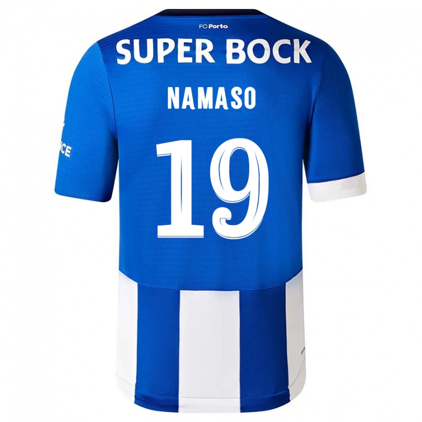 Mænd Danny Namaso #19 Blå Hvid Hjemmebane Spillertrøjer 2023/24 Trøje T-Shirt