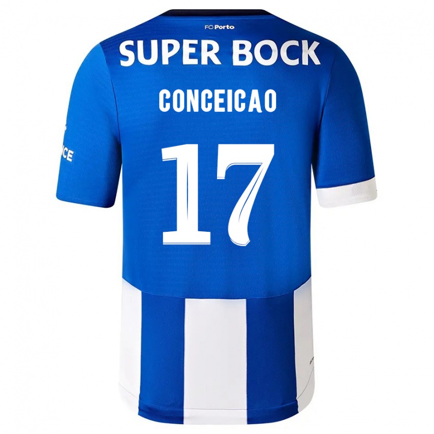 Mænd Rodrigo Conceicao #17 Blå Hvid Hjemmebane Spillertrøjer 2023/24 Trøje T-Shirt