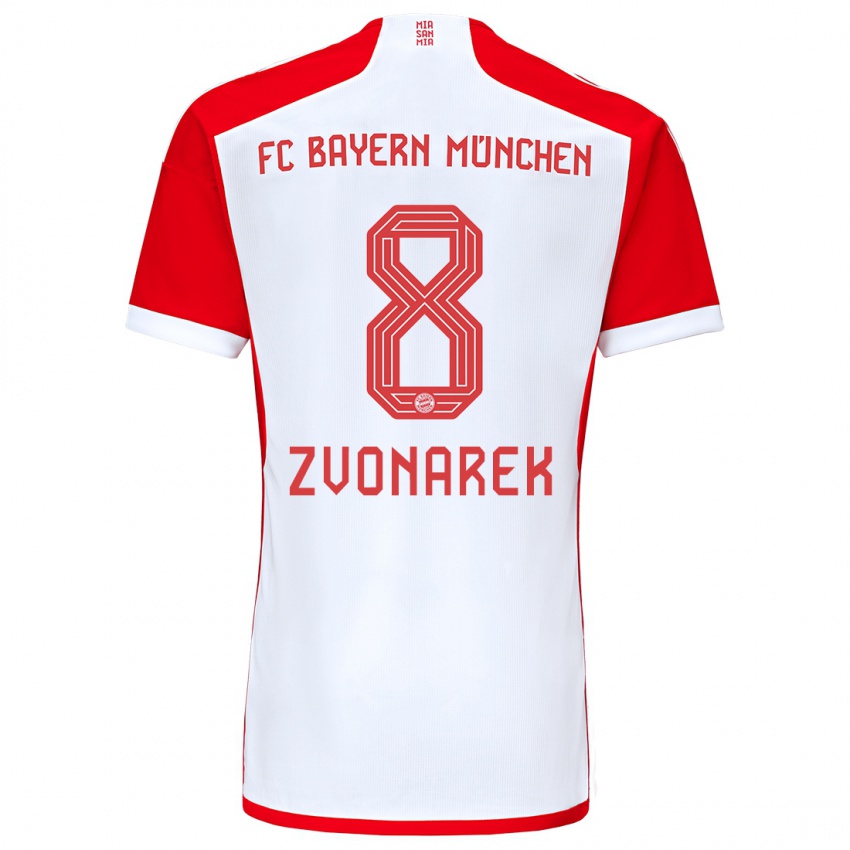 Mænd Lovro Zvonarek #8 Rød Hvid Hjemmebane Spillertrøjer 2023/24 Trøje T-Shirt