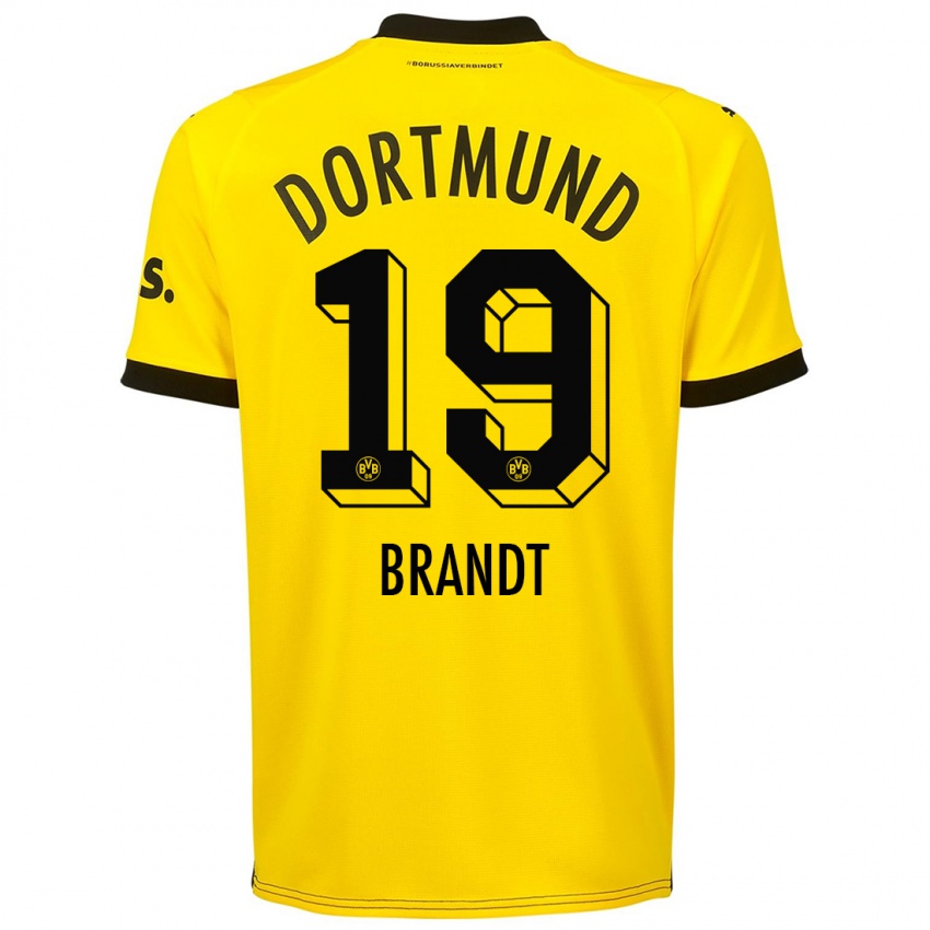 Mænd Julian Brandt #19 Gul Hjemmebane Spillertrøjer 2023/24 Trøje T-Shirt