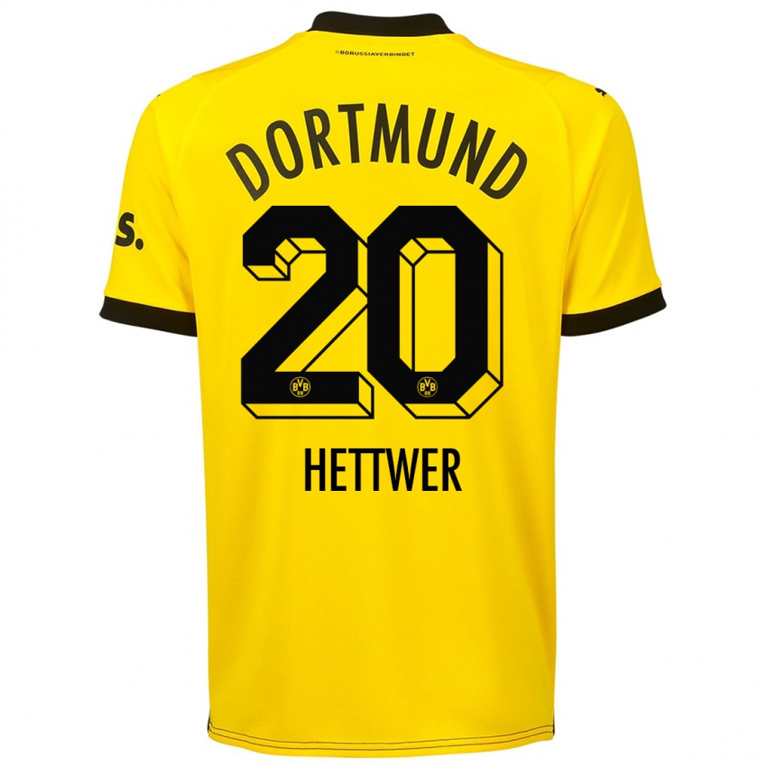 Mænd Julian Hettwer #20 Gul Hjemmebane Spillertrøjer 2023/24 Trøje T-Shirt