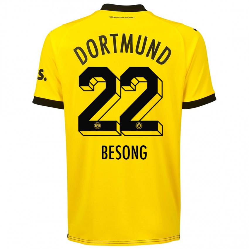 Mænd Paul-Philipp Besong #22 Gul Hjemmebane Spillertrøjer 2023/24 Trøje T-Shirt