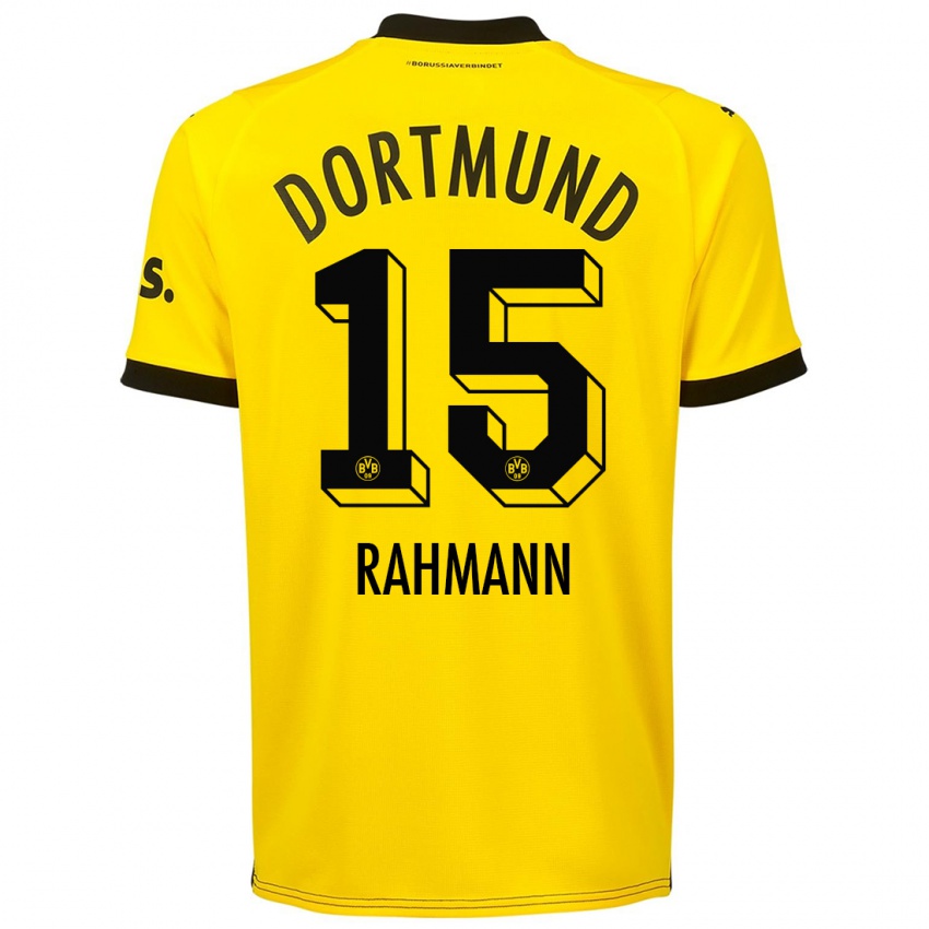 Mænd Luke Rahmann #15 Gul Hjemmebane Spillertrøjer 2023/24 Trøje T-Shirt