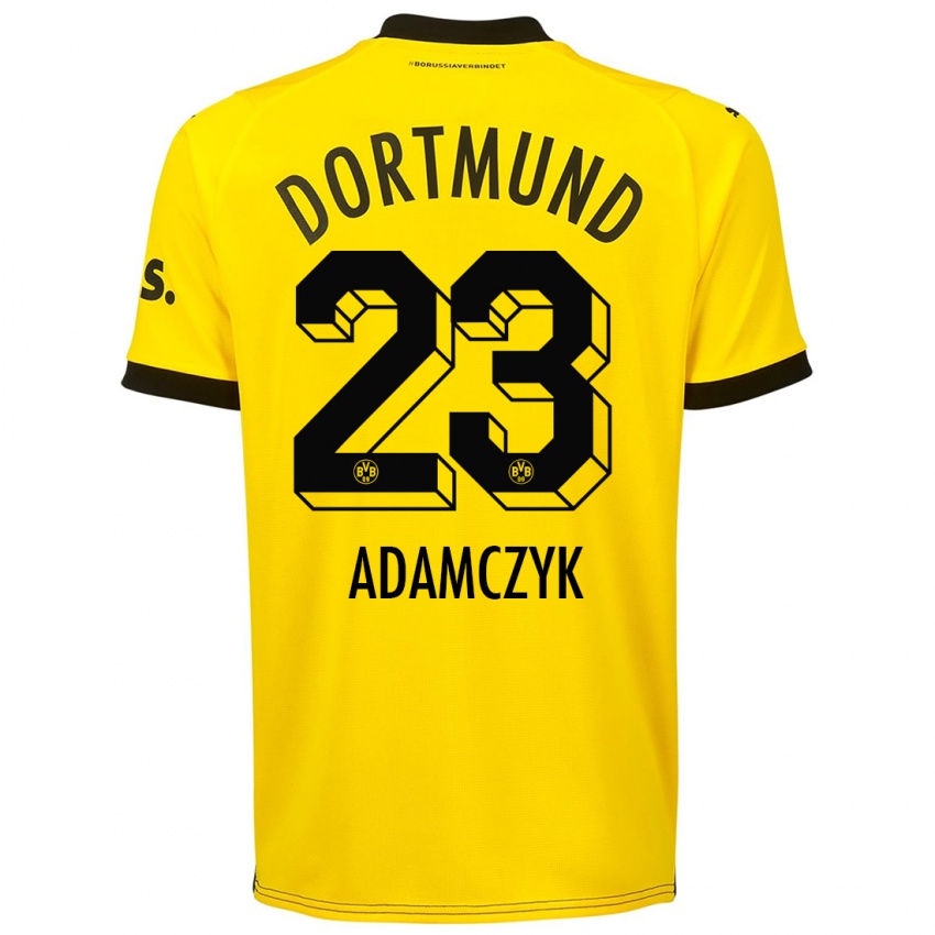 Mænd Nico Adamczyk #23 Gul Hjemmebane Spillertrøjer 2023/24 Trøje T-Shirt