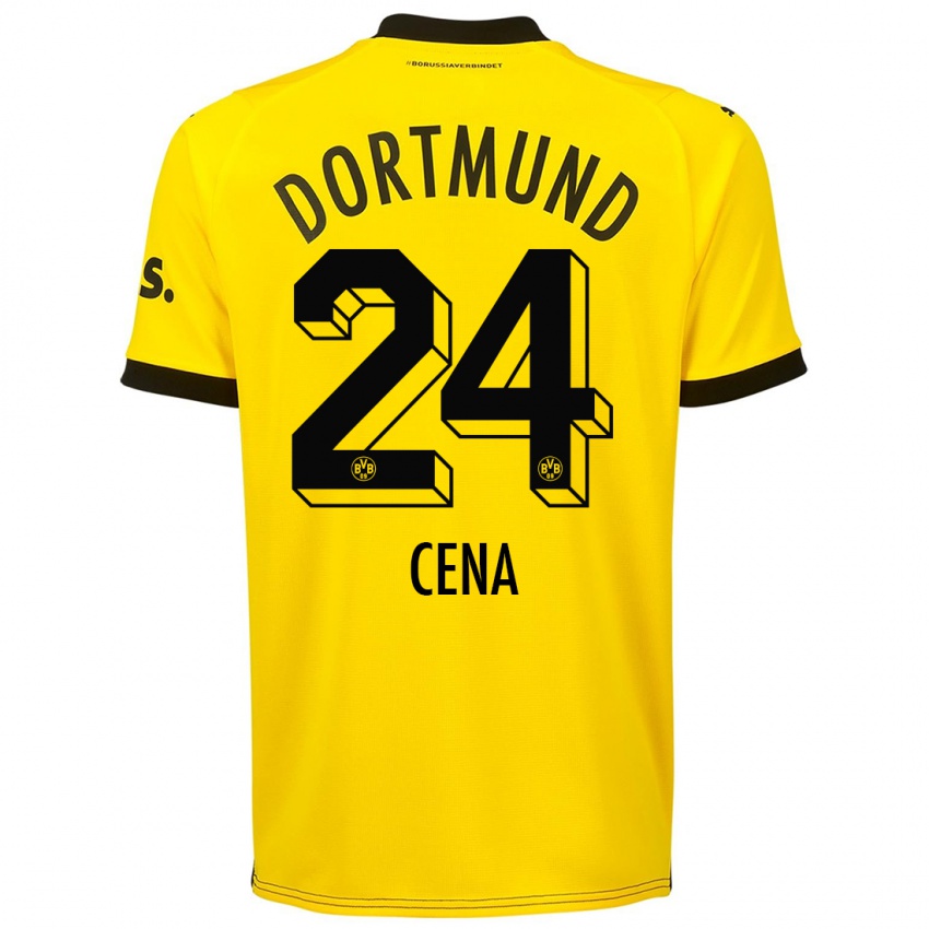 Mænd Valon Cena #24 Gul Hjemmebane Spillertrøjer 2023/24 Trøje T-Shirt