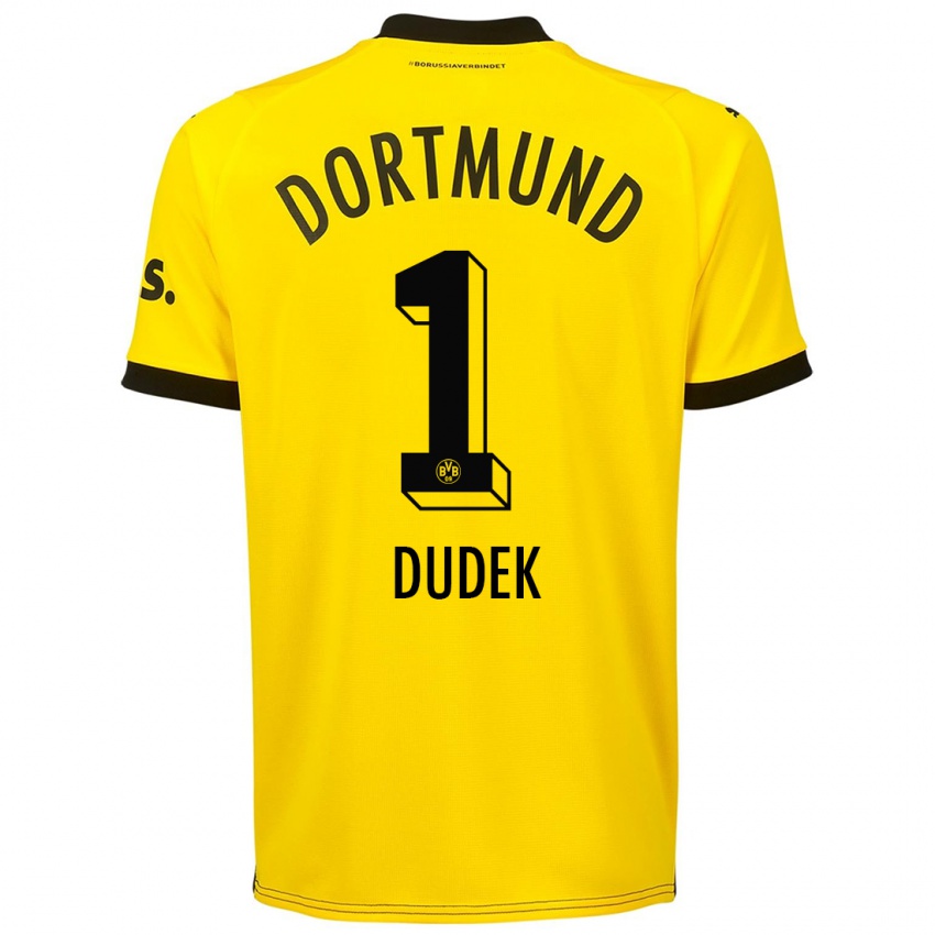 Mænd Daniel Dudek #1 Gul Hjemmebane Spillertrøjer 2023/24 Trøje T-Shirt