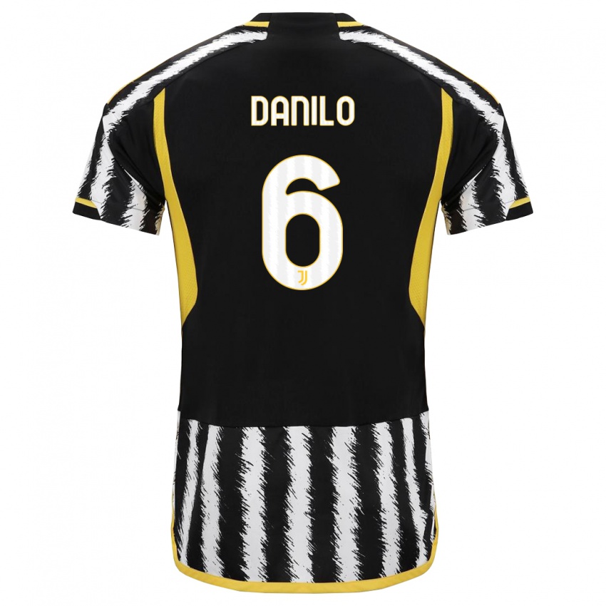 Mænd Danilo #6 Sort Hvid Hjemmebane Spillertrøjer 2023/24 Trøje T-Shirt