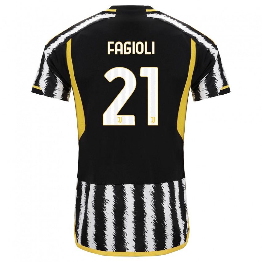 Mænd Nicolo Fagioli #21 Sort Hvid Hjemmebane Spillertrøjer 2023/24 Trøje T-Shirt
