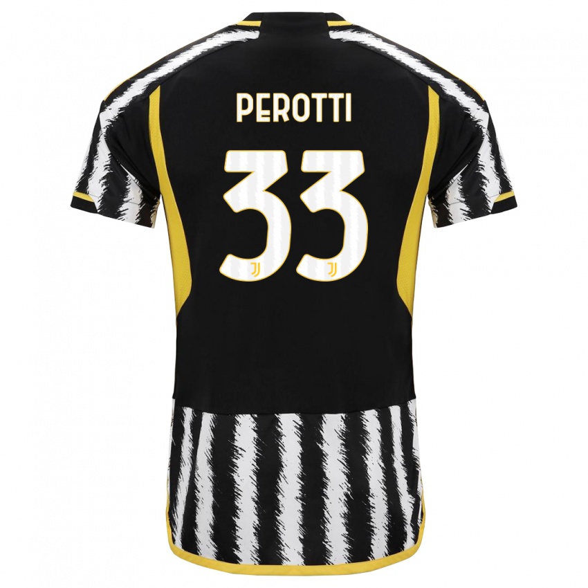 Mænd Clemente Perotti #33 Sort Hvid Hjemmebane Spillertrøjer 2023/24 Trøje T-Shirt