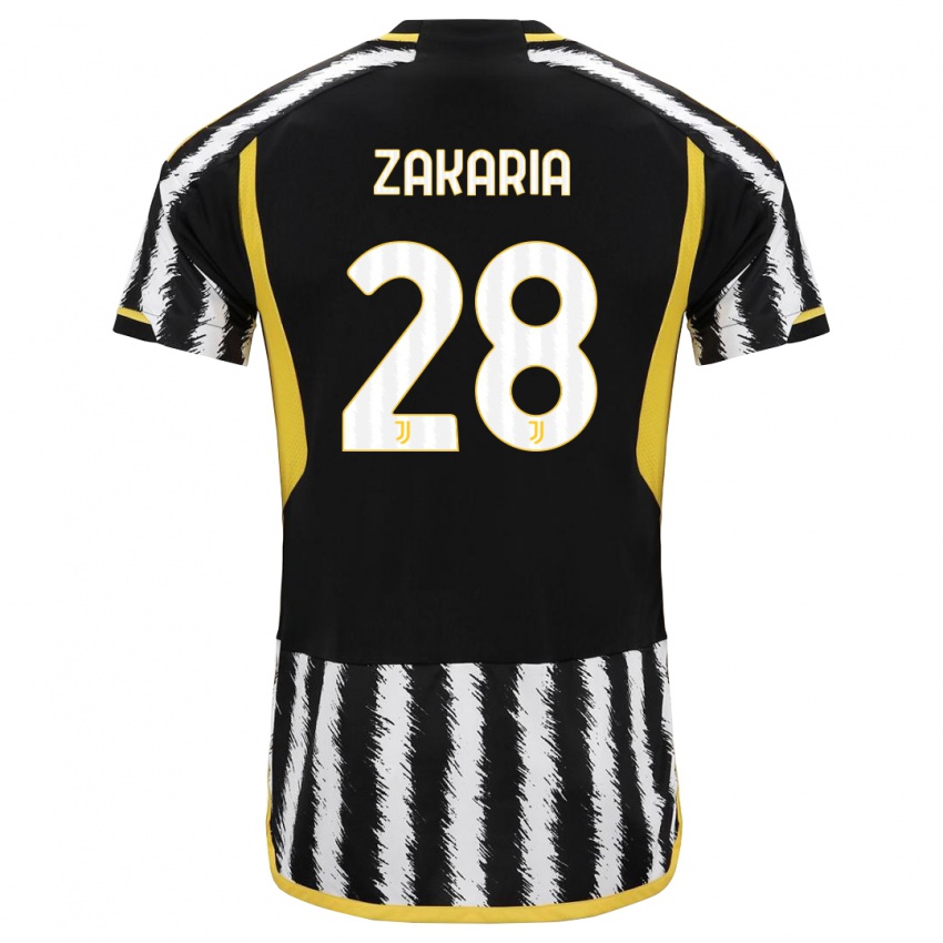 Mænd Denis Zakaria #28 Sort Hvid Hjemmebane Spillertrøjer 2023/24 Trøje T-Shirt