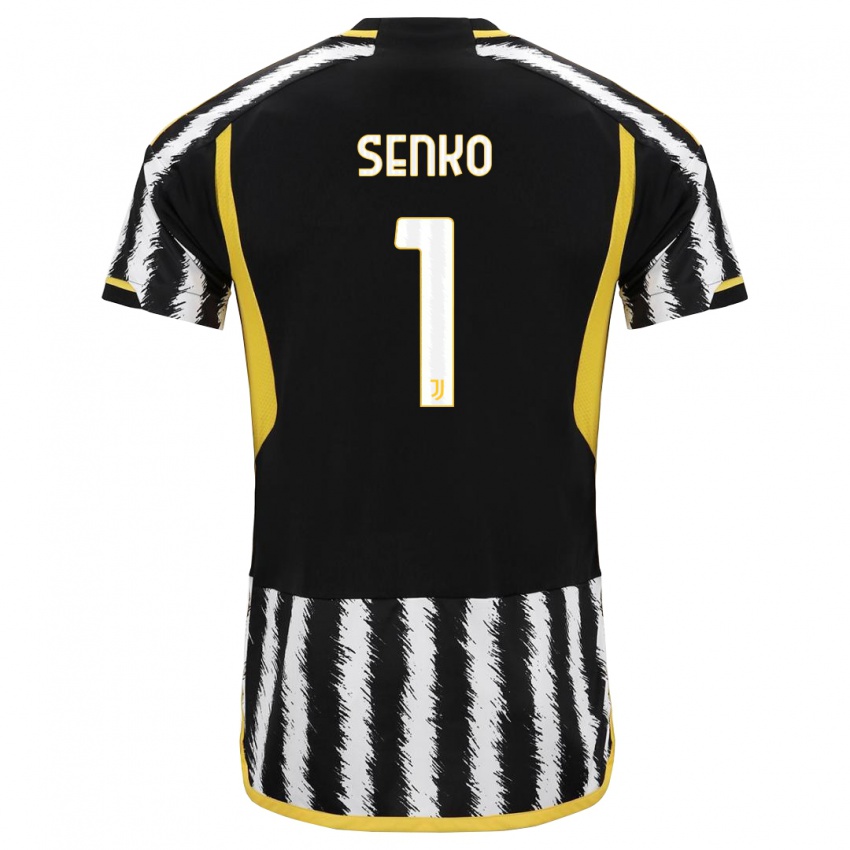 Mænd Zsombor Senko #1 Sort Hvid Hjemmebane Spillertrøjer 2023/24 Trøje T-Shirt