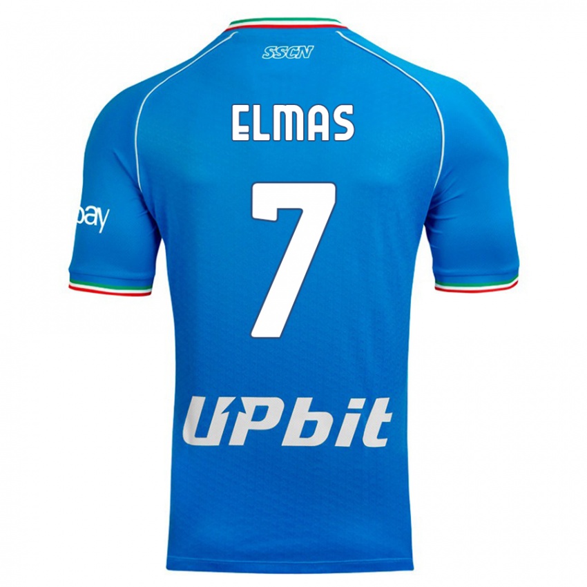 Mænd Eljif Elmas #7 Himmelblå Hjemmebane Spillertrøjer 2023/24 Trøje T-Shirt
