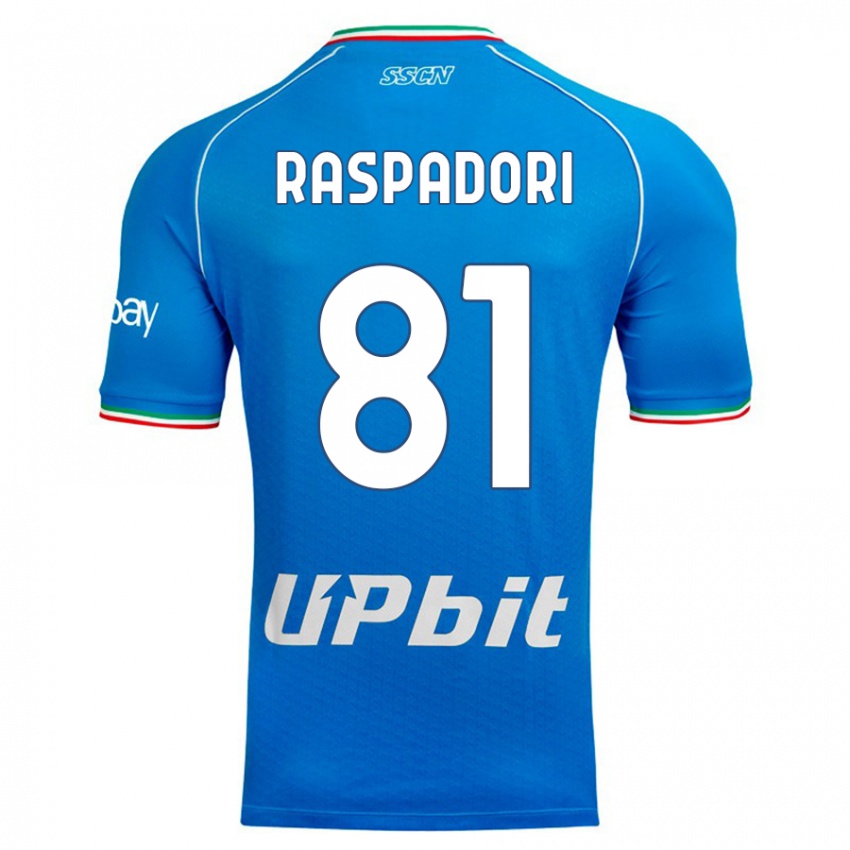 Mænd Giacomo Raspadori #81 Himmelblå Hjemmebane Spillertrøjer 2023/24 Trøje T-Shirt