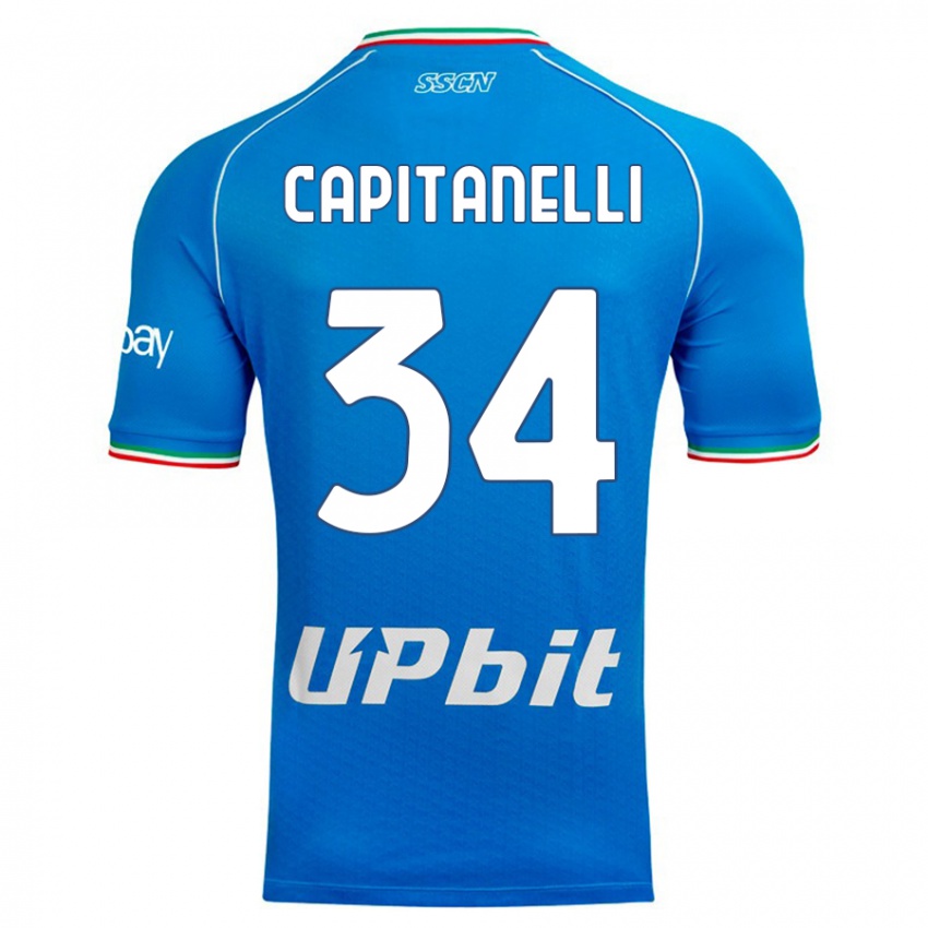 Mænd Ilaria Capitanelli #34 Himmelblå Hjemmebane Spillertrøjer 2023/24 Trøje T-Shirt