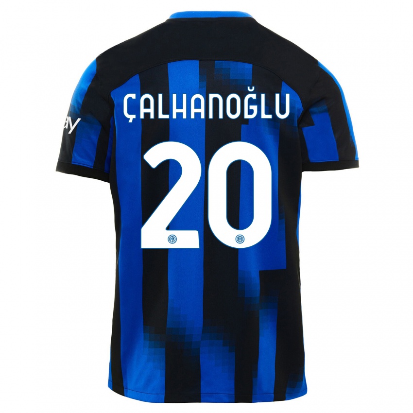 Mænd Hakan Calhanoglu #20 Sort Blå Hjemmebane Spillertrøjer 2023/24 Trøje T-Shirt