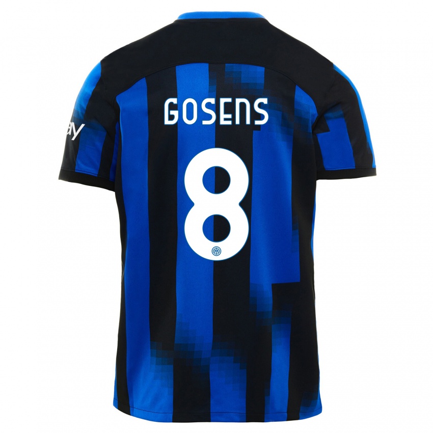Mænd Robin Gosens #8 Sort Blå Hjemmebane Spillertrøjer 2023/24 Trøje T-Shirt